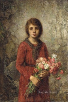 アレクセイ・ハルラモフ Painting - アーティストの娘少女の肖像画アレクセイ・ハルラモフ